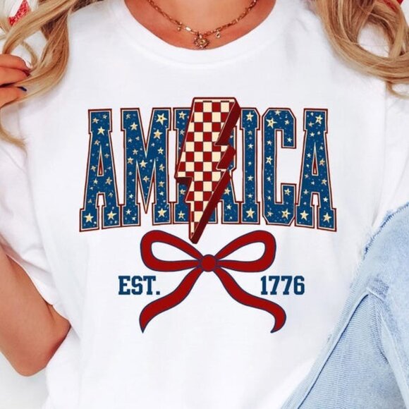 Tops - 1776 America, Fourth of July USA Shirt, 4th of July Tee